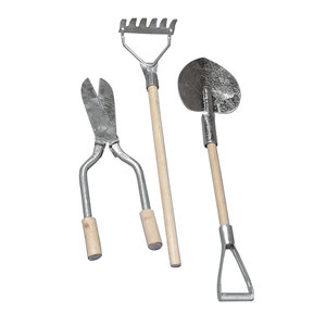 Outils de jardin en métal / bois 9 - 13 cm 3 pièces 3 sortes