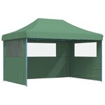 vidaXL Tente de réception pliable escamotable 3 parois latérales vert