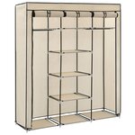 vidaXL Armoire avec compartiments et barres Crème 150x45x175 cm Tissu
