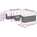 vidaXL Salon de jardin avec coussins 12 Pièces beige résine tressée