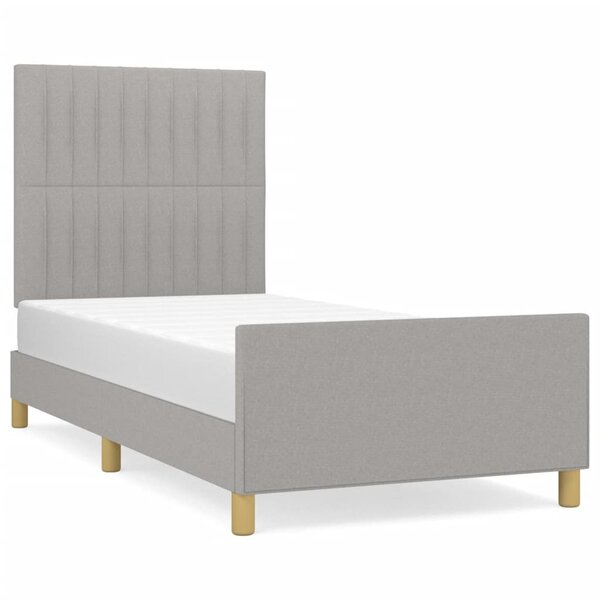 vidaXL Cadre de lit avec tête de lit Gris clair 90x190 cm Tissu