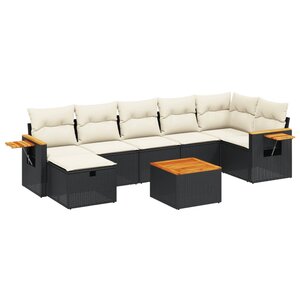 vidaXL Salon de jardin 8 Pièces avec coussins noir résine tressée