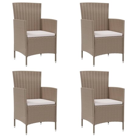 vidaXL Chaises de jardin avec coussins lot de 4 Résine tressée Beige