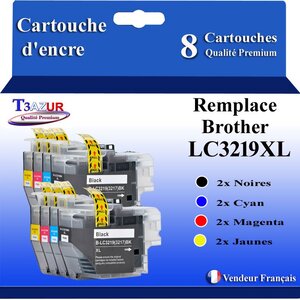 T3AZUR Lot de 8 Cartouches compatibles avec Brother LC3217 / LC3219XL pour Brother MFC-J6535DW MFC-J6535DW XL MFC-J6730DW
