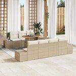 vidaXL Ensemble de salle à manger de jardin 8 pièces avec coussins en beige en poly rotin et acacia