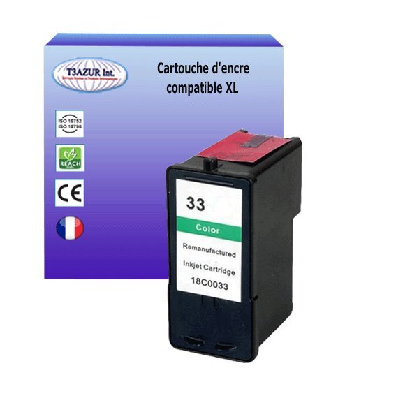 Cartouche compatible avec Lexmark 33 pour Lexmark X5270, X5320, X5400, X5410, X5450, X5470, X7170, X7300 - Couleur - T3AZUR