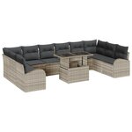 vidaXL Ensemble de canapé de jardin 11 pièces avec coussins Gris clair Poly Rattan
