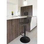 2 chaises de bar en microfibre gris foncé avec pieds noirs