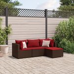 vidaXL Salon de jardin 4 Pièces avec coussins Marron Résine tressée