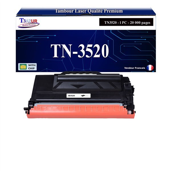 T3AZUR - Toner compatible avec Brother TN-3520  TN 3520 pour Brother HL-L6400DW  HL-L6400DWT  HL-L6400DWTSP  HL-L6400DWTT  HL-L6450DW - 20 000 pages