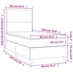 vidaXL Sommier à lattes de lit et matelas et LED Taupe 90x190 cm Tissu