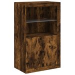 vidaXL Buffet avec lumières LED chêne fumé 162x37x100 cm