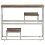 vidaXL Table console argenté acier inoxydable/bois massif récupération