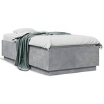 vidaXL Cadre de lit gris béton 75x190 cm bois d'ingénierie
