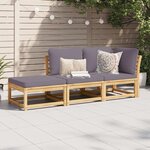 vidaXL Salon de jardin 3 Pièces avec coussins bois massif d'acacia