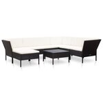 vidaXL Salon de jardin 8 Pièces avec coussins résine tressée noir
