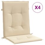 vidaXL Coussins de chaise de jardin à dossier bas lot de 4 beige