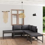 vidaXL Salon de jardin 6 Pièces avec coussins Résine tressée Gris