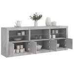 vidaXL Buffet avec lumières LED gris béton 181 5x37x67 cm