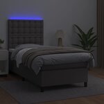 vidaXL Sommier à lattes de lit avec matelas et LED Gris 90x190 cm