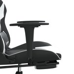 vidaXL Chaise de jeu de massage et repose-pied Noir blanc Similicuir