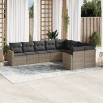 vidaXL Salon de jardin 9 Pièces avec coussins gris résine tressée