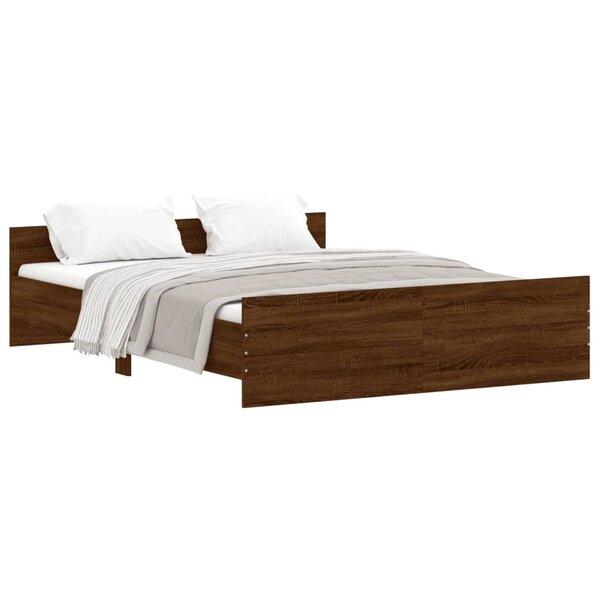 vidaXL Cadre de lit tête de lit et pied de lit chêne marron 160x200 cm
