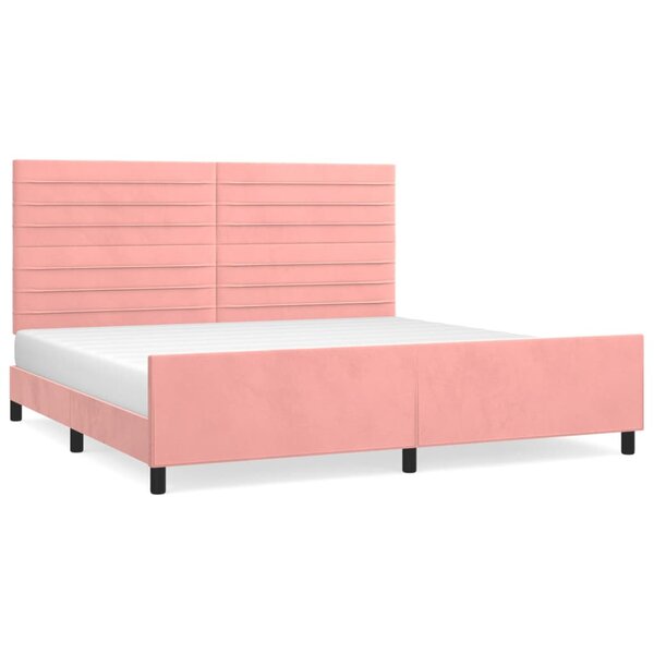 vidaXL Cadre de lit avec tête de lit Rose 200x200 cm Velours