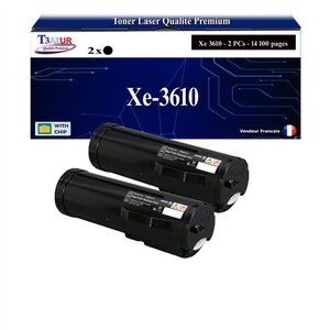 T3AZUR -2x Toners compatibles avec Xerox Phaser 3610 3610Vdn / WorkCentre 3615 3615Vdn (106R02722/ 106R02731/ 106R02720) - Noir