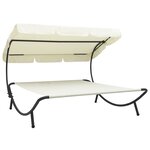 vidaXL Lit de repos d'extérieur avec auvent Blanc crème