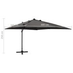 vidaXL Parasol déporté avec mât et lumières LED Anthracite 300 cm