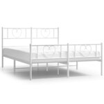 vidaXL Cadre de lit métal avec tête de lit/pied de lit blanc 120x190cm