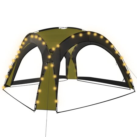 vidaXL Tente de réception avec LED et 4 parois 3 6x3 6x2 3 m Vert