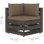 vidaXL Salon de jardin 10 Pièces avec coussins Bois imprégné de gris