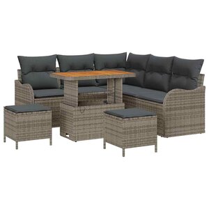 vidaXL Ensemble de canapé de jardin avec coussin 8 Pièces Gris polyrotin