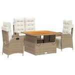 vidaXL Ensemble à manger de jardin coussins 4 Pièces beige résine tressée