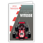 Carte Joyeux Anniversaire avec Enveloppe - Mini Posters Format 17x11 5cm - Automobile Voiture de Course Circuit Rétro Vintage - Fabriquée en France