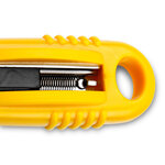 Cutter q-connect rétractable lame acier 18 mm coloris assortis jaune bleu orange blister