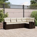 vidaXL Salon de jardin avec coussins 5 Pièces marron résine tressée