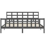 vidaXL Cadre de lit avec tête de lit gris 200x200 cm bois massif