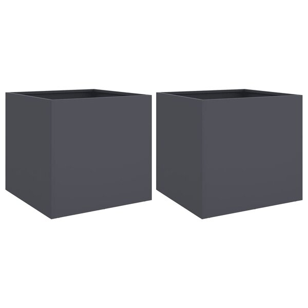 vidaXL Jardinières 2 Pièces anthracite 42x40x39 cm acier laminé à froid