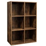 Bibliothèque à 6 compartiments meuble de rangement cloison présentoir pour objets de décoration souvenirs plantes en pot pour bureau salon 65 5 x 30 x 97 5 cm marron rustique 12_0001471