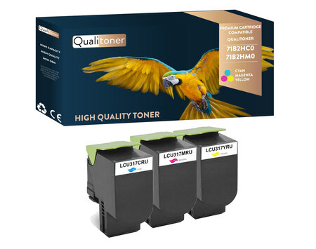 Qualitoner x3 toners 71b2hc0 71b2hm0 71b2hy0 (cyan + magenta + jaune) compatible pour lexmark