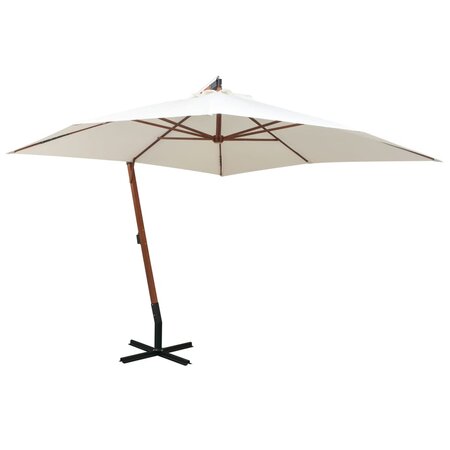 vidaXL Parasol 300 x 300 cm Poteau en bois Blanc