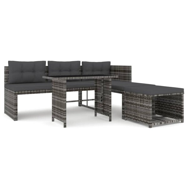 vidaXL Ensemble à manger de jardin 4Pièces coussins Gris Résine tressée