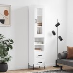 vidaXL Buffet haut Blanc brillant 34 5x34x180 cm Bois d'ingénierie