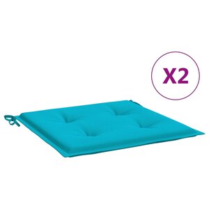 vidaXL Coussins de chaise de jardin lot de 2 turquoise 40x40x4cm tissu