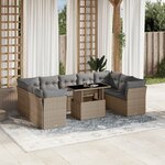 vidaXL Salon de jardin avec coussins 10 Pièces beige résine tressée