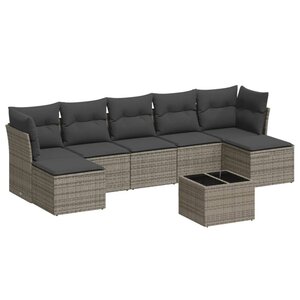 vidaXL Salon de jardin 8 Pièces avec coussins gris résine tressée