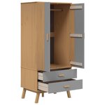 vidaXL Garde-robe OLDEN gris et marron 76 5x53x172 cm bois massif pin